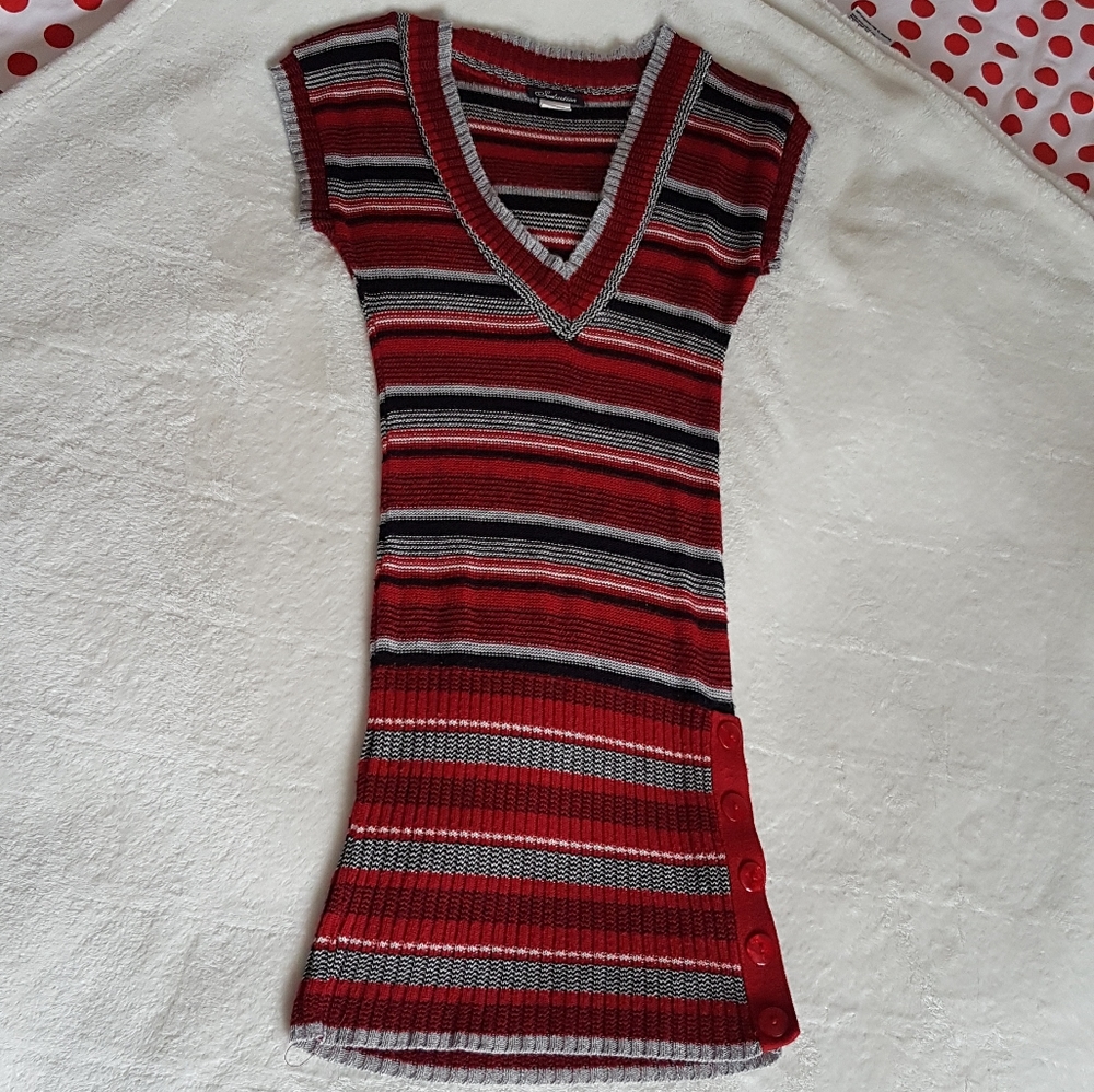 Seduction Striped Short Sleeve Knit Sweater Dress